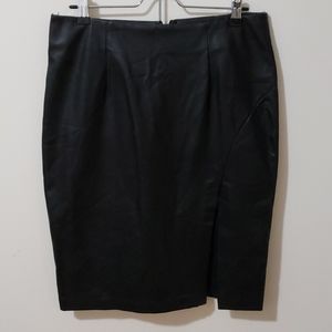 Fuax leather knee length skirt